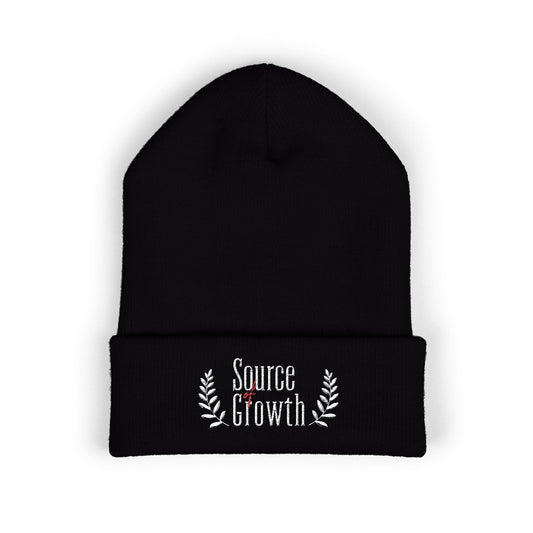 Embroidered 'Source Growth' Cuffed Beanie — Minimal Laurel Knit Cap