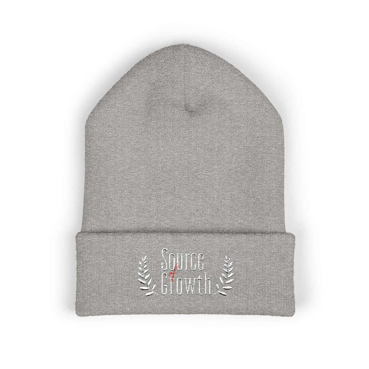 Embroidered 'Source Growth' Cuffed Beanie — Minimal Laurel Knit Cap