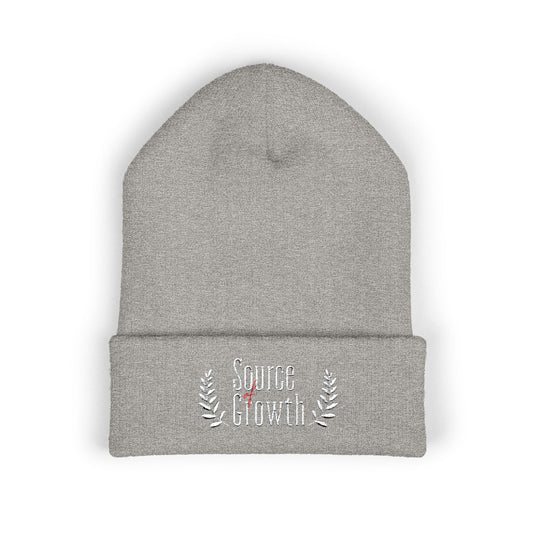 Embroidered 'Source Growth' Cuffed Beanie — Minimal Laurel Knit Cap
